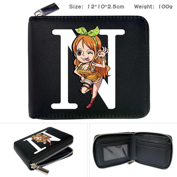 One Piece Anime Zip PU Wallet Luffy Print Short Coin Purse Card Holder