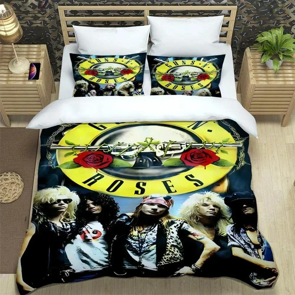 Rock Band Guns N' Roses  Comfortable Duvet Quilt Cover Pillowcase Bedding Set Children Bedroom Decoration Home Textile