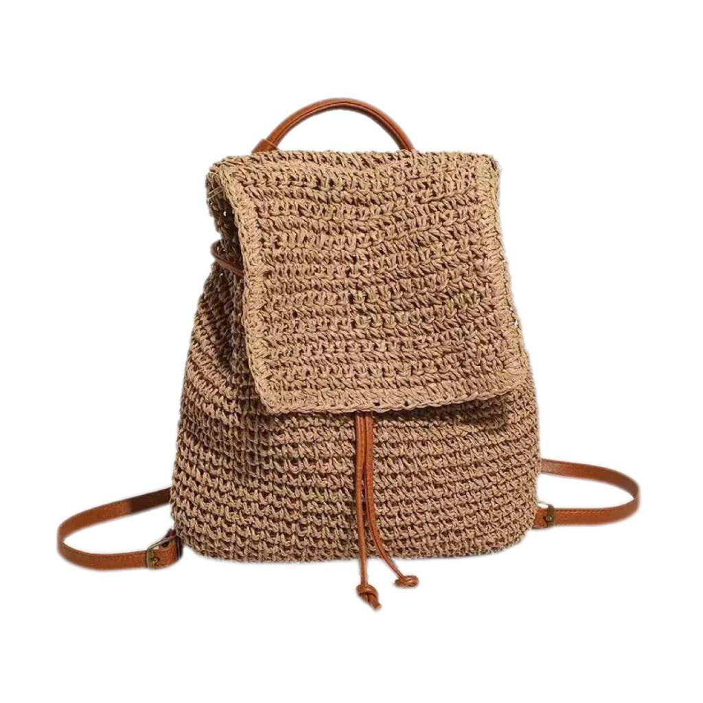 Casual Summer Woven Backpack For Women With Large Capacity And Dual Carrying Options