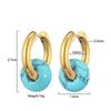 Классические Модные Серьги-Кольца с Натуральными Камнями Круглыми Бусинами Женские Бирюза 3,0 мм Толщиной Серьги-Застежки из Нержавеющей Стали Ювелирные Изделия
