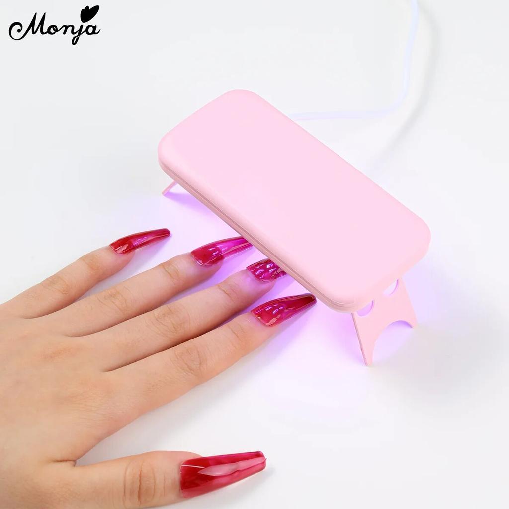 monja Мини-сушилка для дизайна ногтей, 6 Вт, УФ-гель-лак, лампа для отверждения натощак, портативная складная светодиодная USB-зарядка, домашние маникюрные машины «сделай сам», инструменты