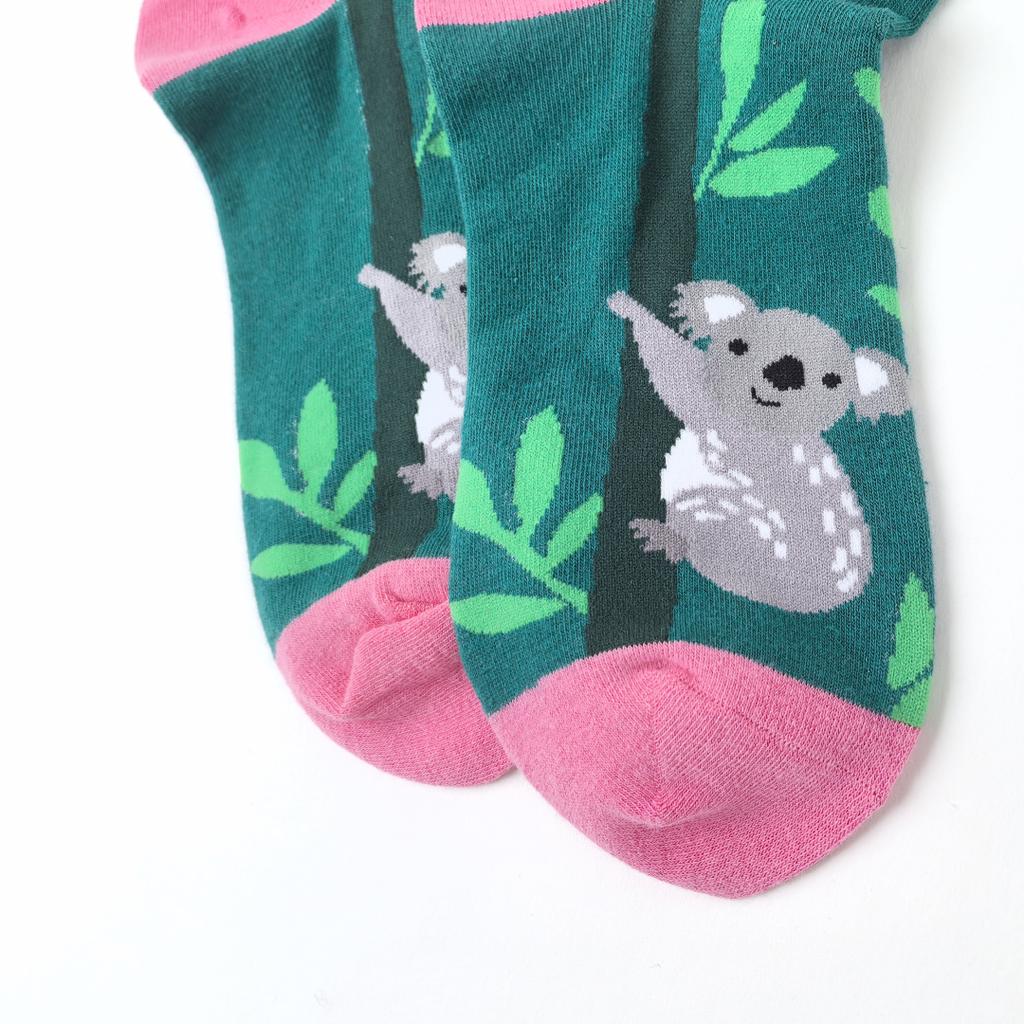 1 пара женских милых хлопковых носков средней длины с рисунком коалы, новинка, подходят для повседневной носки в любое время года