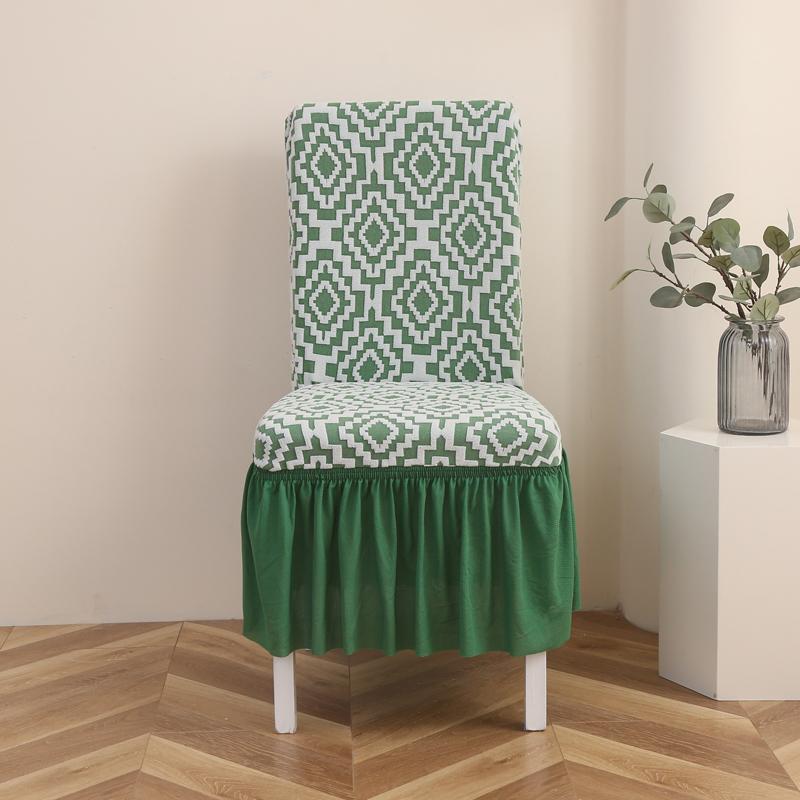 1Pcs Thickened Jacquard Elastic Chair Cover With Skirt Universal All-inclusive Elastic One-piece Dining Chair Cover