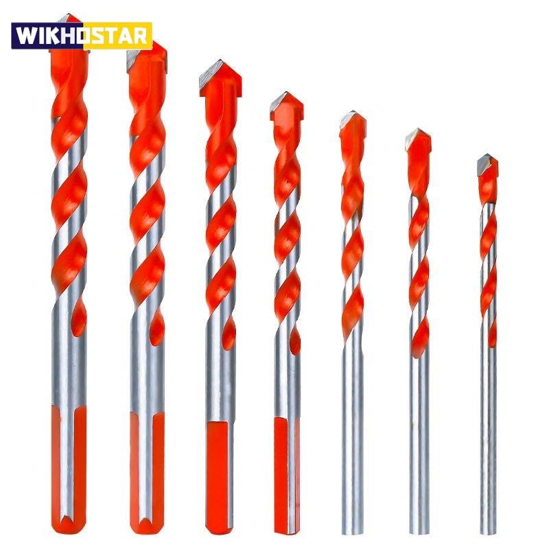Набор твердосплавных ударных сверл Многофункциональные сверла с треугольным хвостовиком 3-12 мм для сверления стекла, плитки, керамики, бетона, кирпича