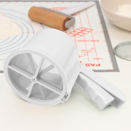 Полуавтоматическое сито для муки, дуршлаг, мелкоячеистый фильтр, легко чистящаяся чашка, перколятор для муки, сито для выпечки, сахарное сито