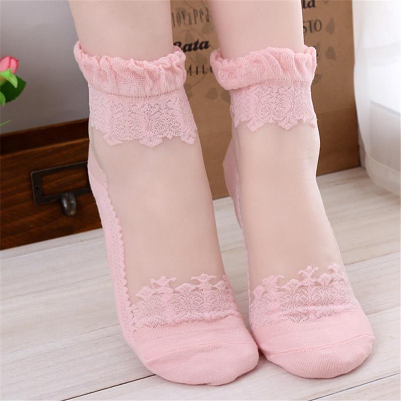 Fashion Lace Ruffle Ankle Soft Mesh Knit Frill Women Trim Women Transparent Socks