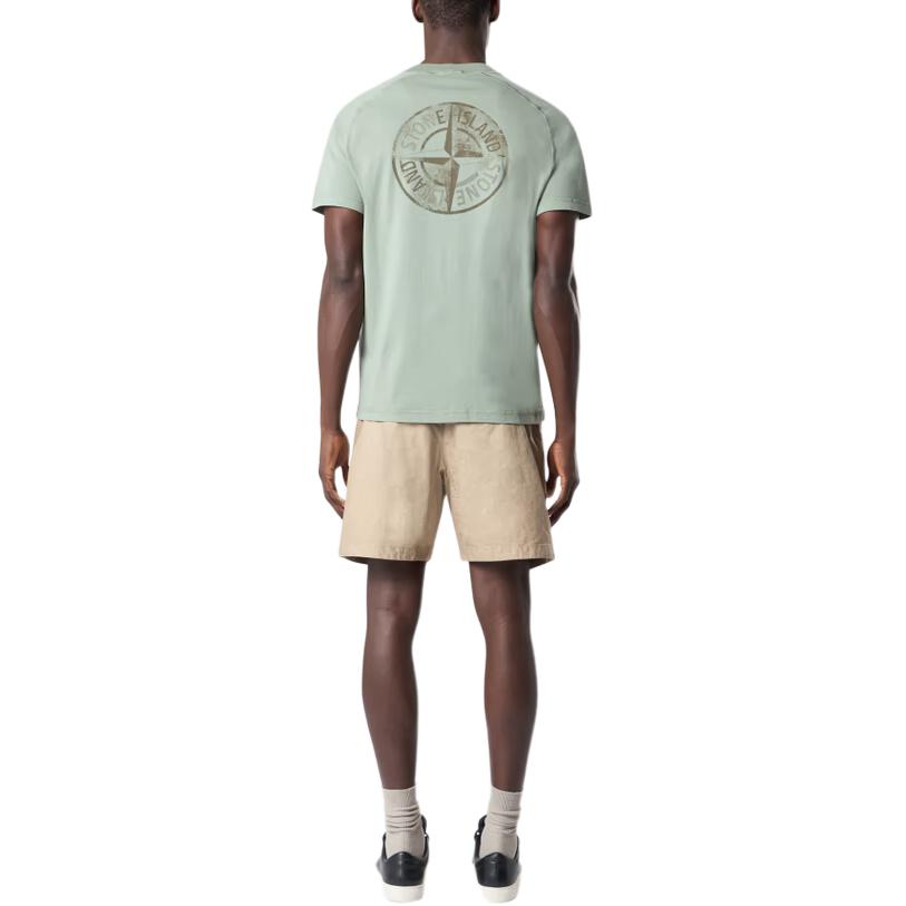STONE ISLAND Футболка с логотипом Slim Fit с круглым вырезом Мужские топы Шалфейно-зеленый K1S152100020S0080-V0055
