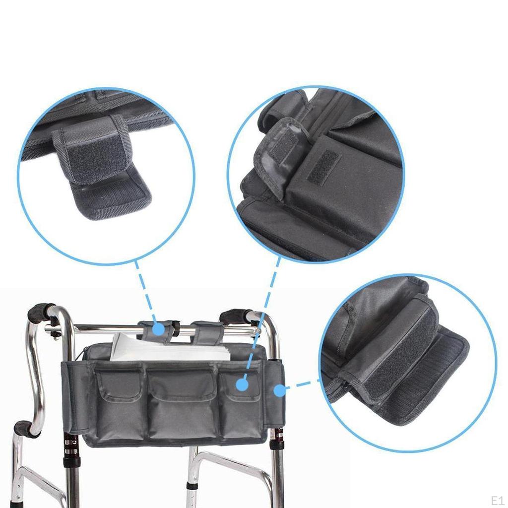 Wheelchairs Side Organizer Bag Pouch Pocket Quick Installation with Strap Walker