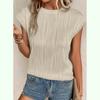 Women's Fashion Tops Round Neck Ultra Short Sleeve Solid Color Summer T-Shirt