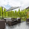3(m) Offset Parasol Cantilever Hanging Umbrella 360 degrees Rotation w/ Base Dark Grey