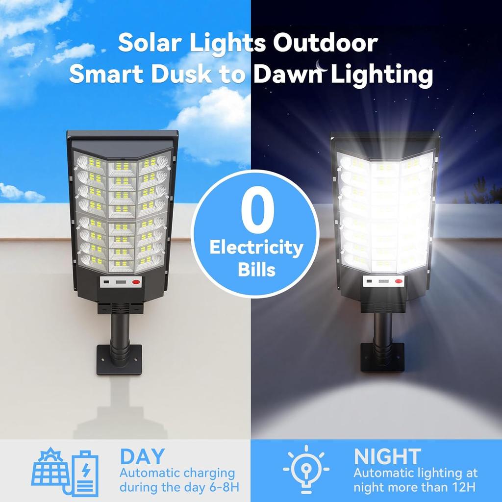 4 Pack Solar Street Lights - IP66 Waterproof, Motion Sensor Dusk to Dawn Security Light with Remote Control for Outdoor Use