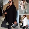 Women Winter Woolen Coat Oversized Thick Casual Long Sleeves Solid Color Top Autumn Loose Single Breasted Lapel Collar Jacket