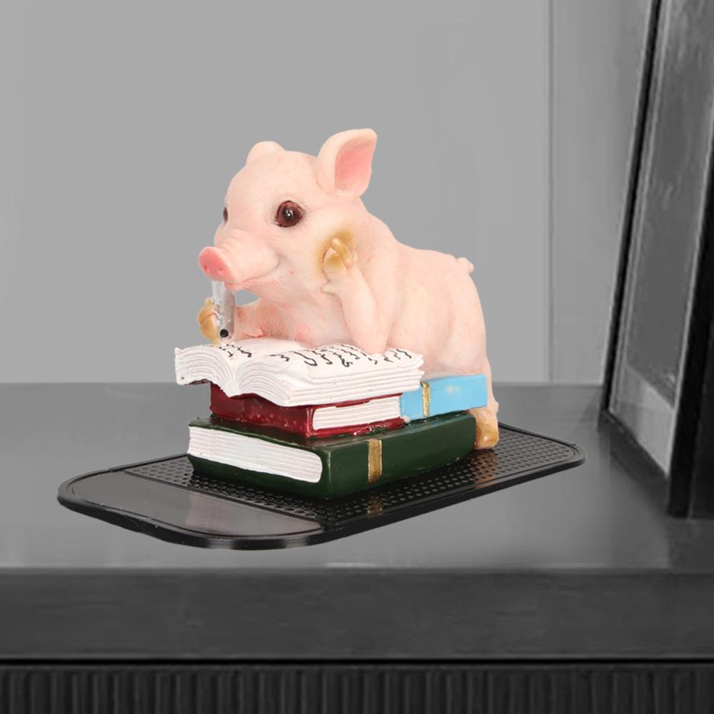 4PCS Anti Slip Mat Pig Statue Resin Resin Animal Statue Statues Piggy Figurine Bookshelf Display