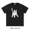 Simple Cat Sketch Men's T-Shirt 100% Cotton Loose Fit Minimalist Graphic Tees for Men Trendy Streetwear