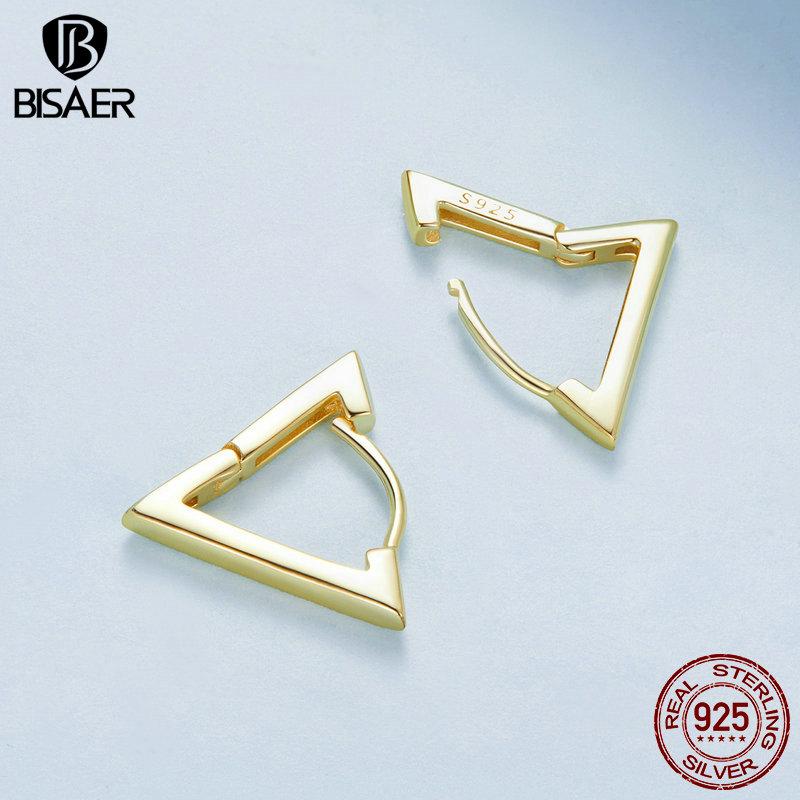 Bisaer Маленькие треугольные серьги из стерлингового серебра 925 пробы для женщин, геометрические серьги-кольца, гипоаллергенные серьги для женщин и девочек