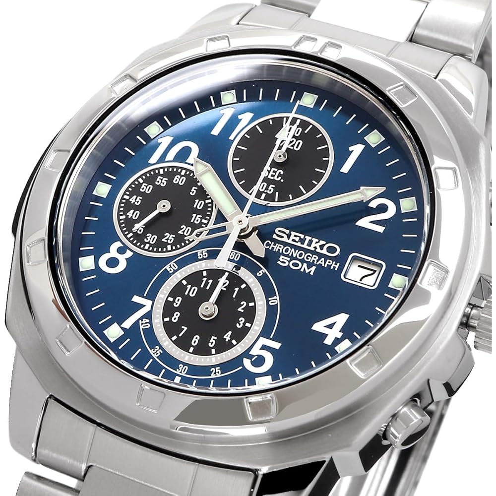 Мужские часы Seiko Chronograph Quartz SND193P Серебристые с таймером 1/20 секунды Импортная модель