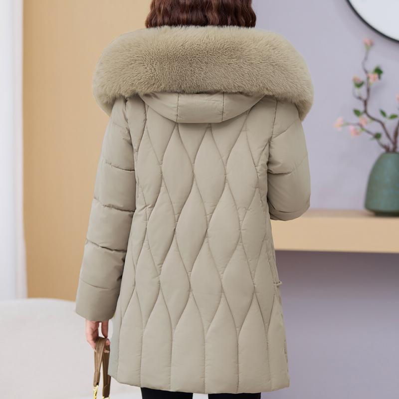 Winter Jackets Middle Age Woman Plus Size Outerwears Hooded Faux Fur Collar Thick Warm Casual Winter Coat Female Parkas