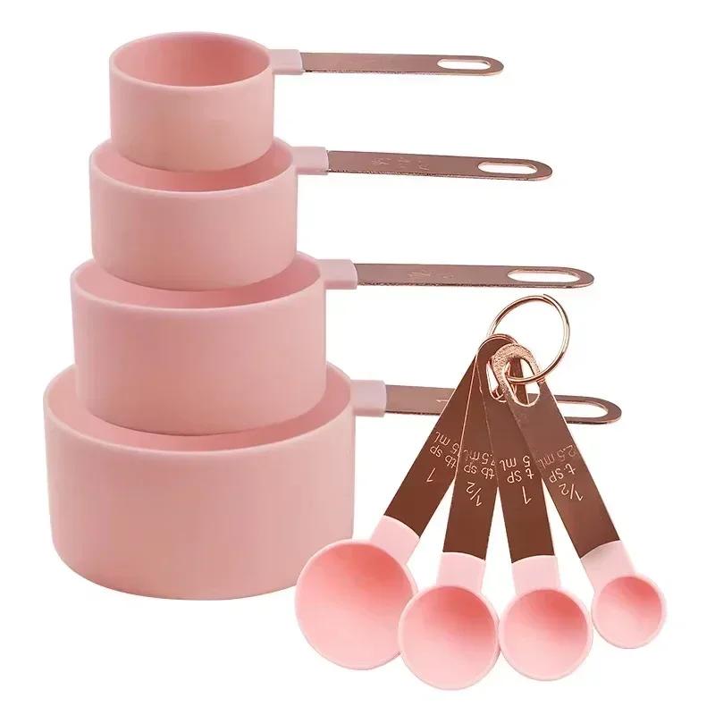 Measuring Spoons Set with Scale 8pcs Sugar Scoop Baking Flour Measuring Cups Stainless Steel Handle Kitchen Measuring Tools