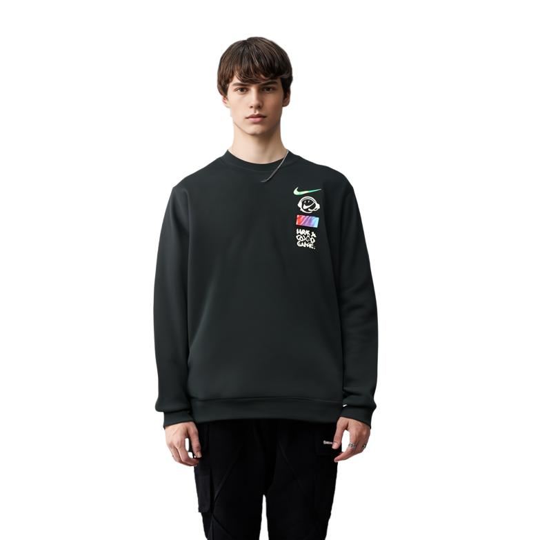 Nike Толстовки Мужские Черные С Круглым Вырезом Умеренные Обычные DC3938-010