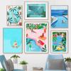 Summer Swimming  Pool Party Wall Art Print Tropical Plant Travel Picture Spa Girl Canvas Painting Nodic Poster Living Room Decor