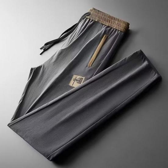 Мужские летние брюки-карго с эластичной резинкой на талии, однотонные длинные брюки с боковыми карманами, прямые спортивные штаны