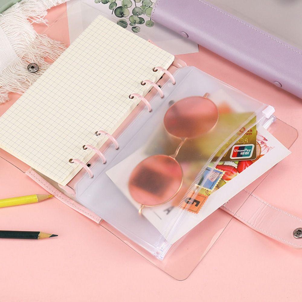 Portable 6 Rings Binder File Folder Cute Loose-leaf Hand Notebook Loose Leaf Notebook  Kids