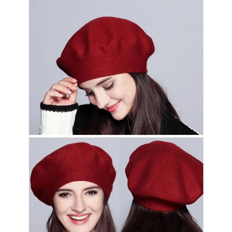 Женские береты, модные однотонные шерстяные вязаные береты с женской шапочкой французского художника, теплая шапка на осень и зиму