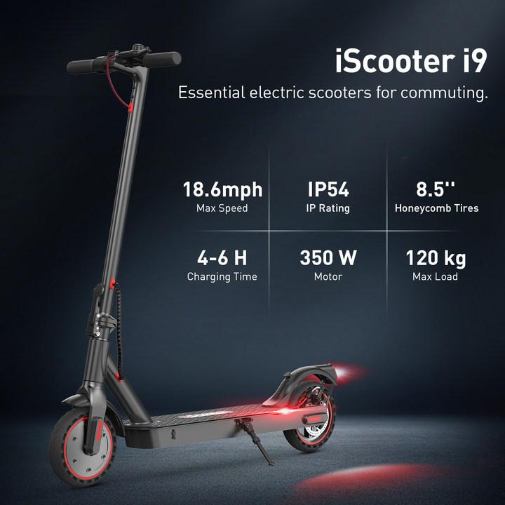 iScooter i9 Foldable Electric Scooter 350W Motor 36V7.5Ah Battery Max Speed 30km/h 8.5 Inch Honeycomb Tire