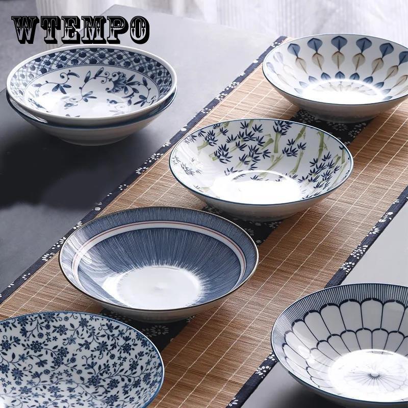 Blue and White Japanese-style Plate with Fruit Dessert Dish Plate Country Style Plate