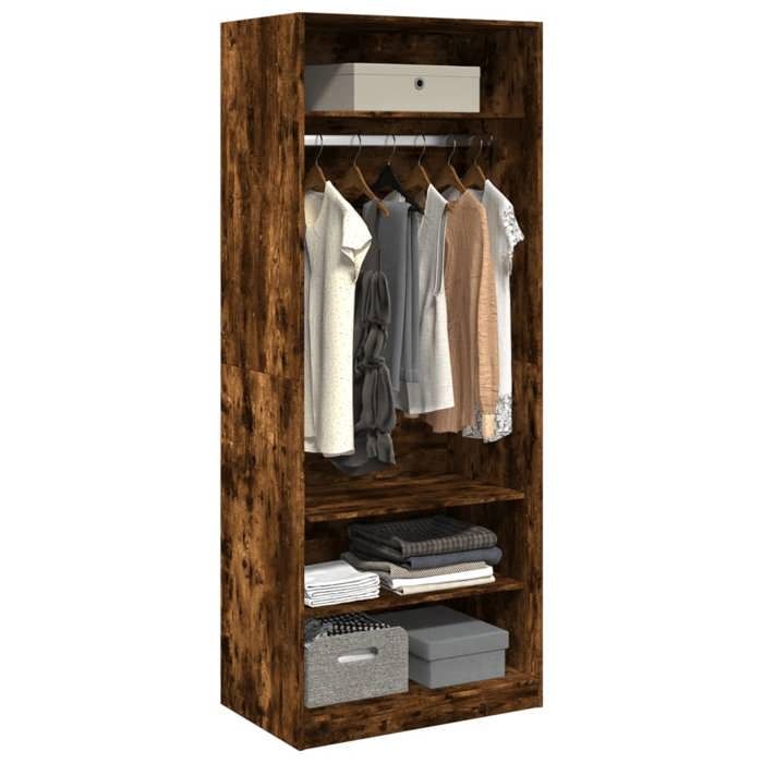 VidaXL Wardrobe Smoked Oak 80x50x200 Cm Engineered Wood, Storage Cabinet, Wardrobe Organizer, Cabinet, 3307697