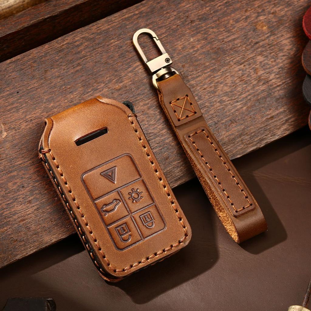 Handmade Car Key Cover for Volvo XC60 XC90 S90 Premium Leather Key Case Protector