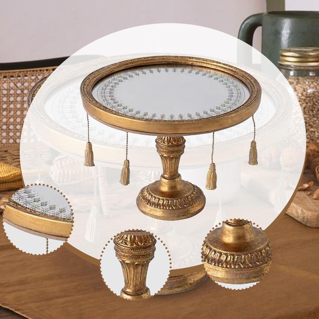 Декоративный зеркальный поднос Зеркальная антикварная центральная часть Круглый органайзер для туалетного столика для макияжа для