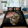 Пододеяльник с изображением сахарного черепа для возлюбленного, милашки, роз, комплект постельного белья для двоих, микрофибра, Хэллоуин, мужской, дымчатый, ужас, готический пододеяльник