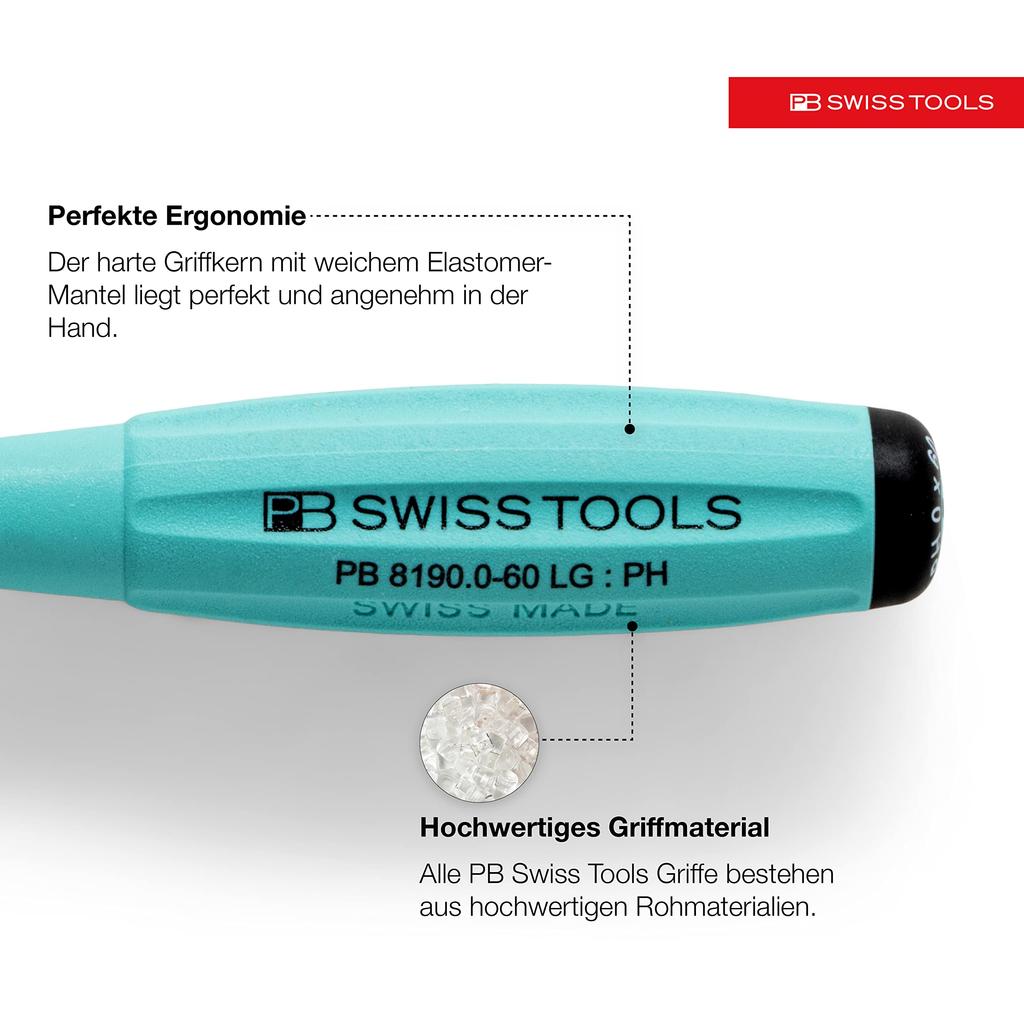 PB Swiss Tools SwissGrip Rainbow Screwdriver 4-Piece Set with Holder, Boxed, 8242RBCBB