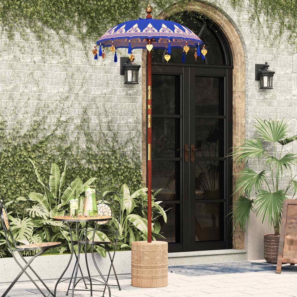 Balinese Sun Umbrella with Base Blue 95 x 95 x 260 cm