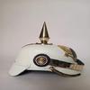 German White  Helmet Pickelhaube Spike Leather Imperial Prussian Helmet Pickelhaube