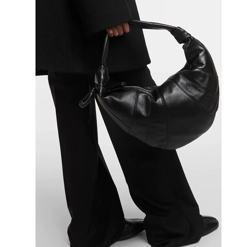 "Women's Sheepskin Leather Croissant Shoulder Bag"