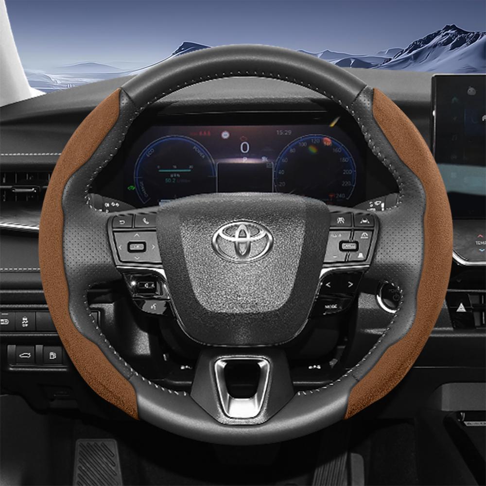 EKER4 Suitable for Toyota Sports Suede Steering Wheel Cover with Split Snap-On Design for Rav4 Hilux Camry Yaris Corolla Cross Kluger Grand 