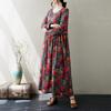 DIMANAF Большой размер Новое женское платье Цветочное Хлопковое Осенний стиль Праздничное Платье с принтом Леди Винтажное Свободное Повседневное Макси-платье 2024