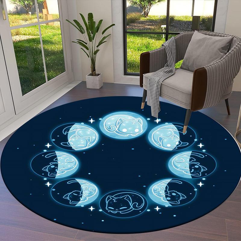 1pc Office Carpet Chair Mats Moon Phase Cats Perfect for Decorating Office Chairs, Living Rooms, Or Bedrooms