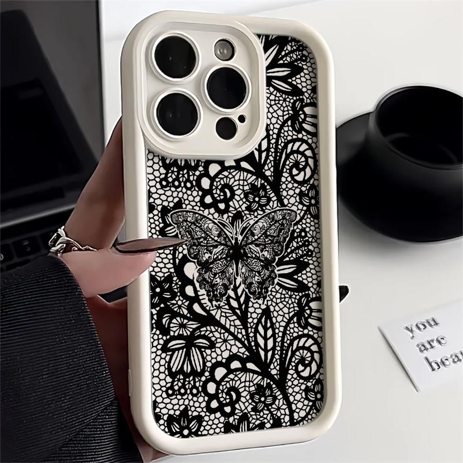 Дизайнерский черный кружевной чехол-кейс для телефона iPhone 17 Pro Max 12 Pro 15 Plus 16 Air 13 17e 11 14