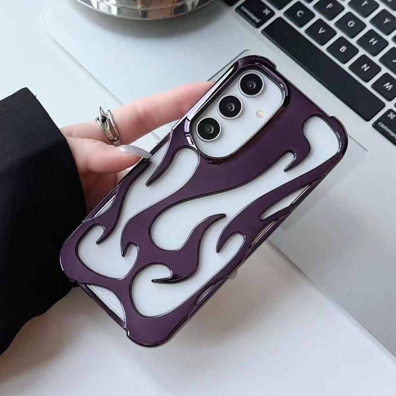 Модный мягкий чехол из ТПУ с узором в виде полого пламени для Samsung S25 Plud S24 Ultra S23 S22 A16 A06 A55 A15 A14 A54, матовый глянцевый ударопрочный тонкий чехол для телефона