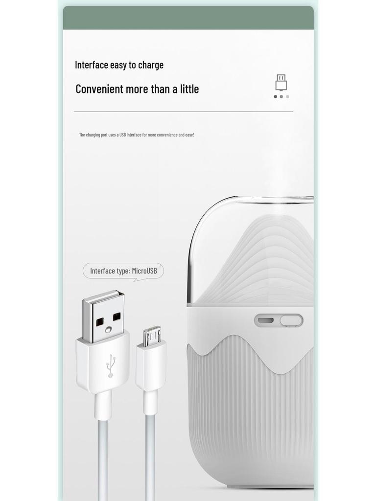 Compact Silent Humidifier: Portable Mini Air Purifier for Bedroom with Large Fog and Easy Water Refill