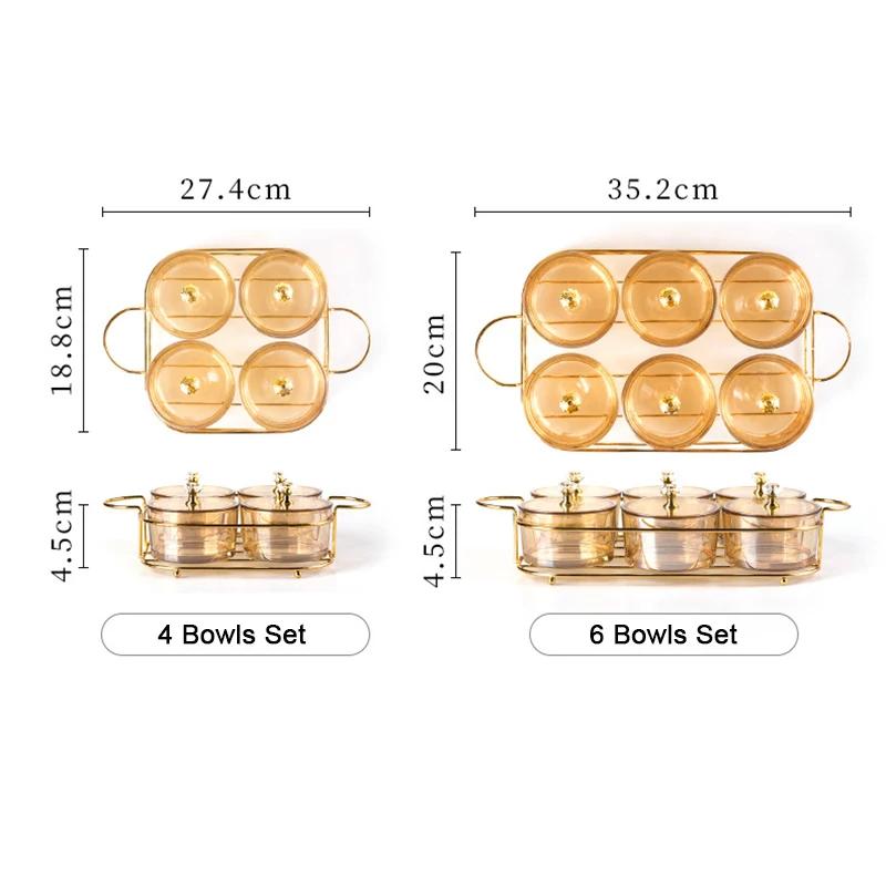 Стеклянная посуда Nordic Luxury, маленькие фруктовые десертные закуски, сервировочные миски с пыленепроницаемой крышкой, бытовые тарелки для подачи еды на вечеринку