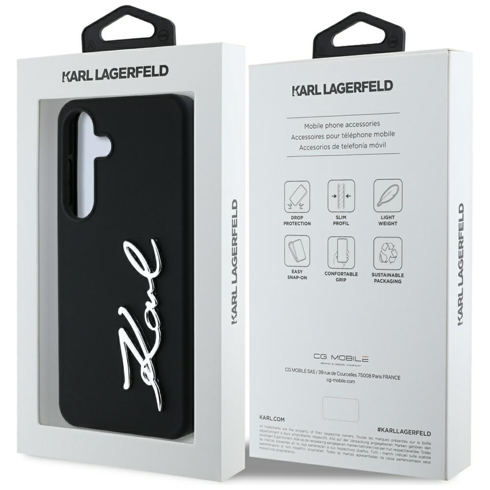 Etui do Samsung Galaxy S25 Karl Lagerfeld Metal Signature Logo Czarny