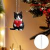 2D Flat Car Pendant Car Hanging Decoration Charming Acrylic Love Cat Christmas Tree ornament-2D Black and White, Perfect Holiday Decoration Gift