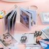 Мини фотоальбом 16 карманов ПВХ Прозрачный Матовый Держатель для фотокарточек Альбом Держатель для стикеров Именных карточек Держатель для монет с брелоком