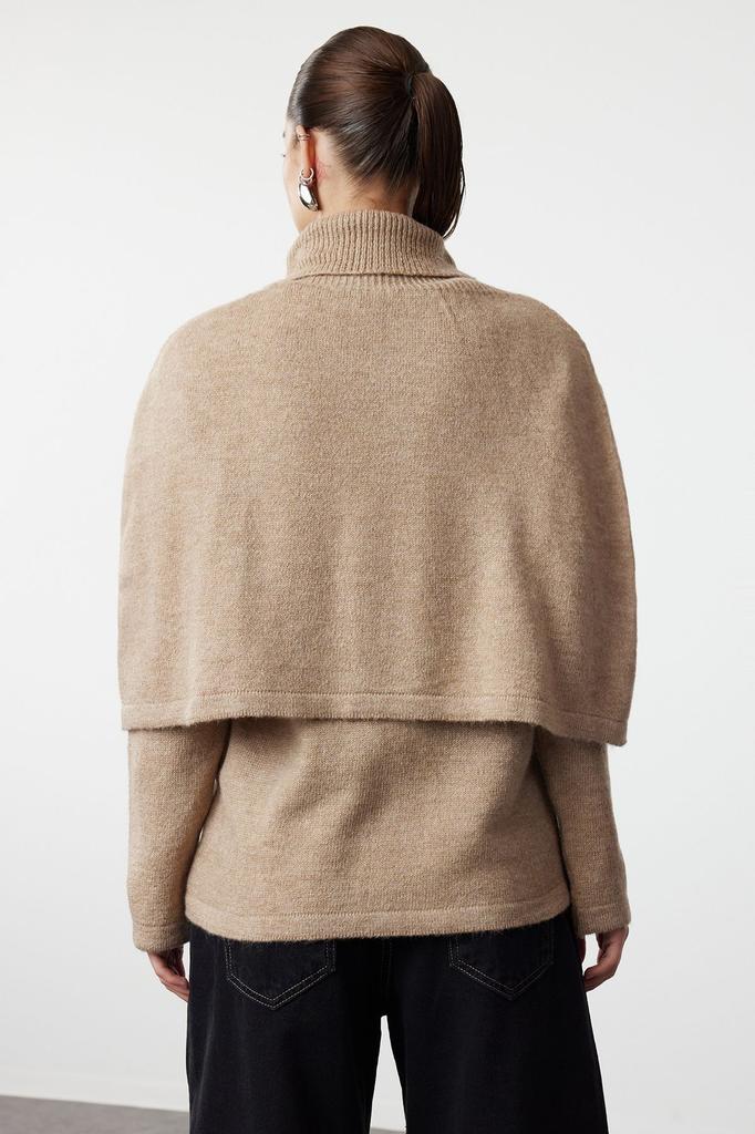 Женский свитер в элегантном стиле, норковый мягкий текстурированный трикотаж пончо, свитер