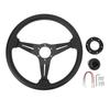 Car Steering Wheel Racing Style PU Leather 14in Universal Fit for 6 Hole Steering Wheel Hub Adapter Black