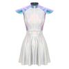 Womens Halloween Alien Cosplay Costume Outer Space Cutie Cap Sleeve A Line Dress Glittering Dress Up Party Costume